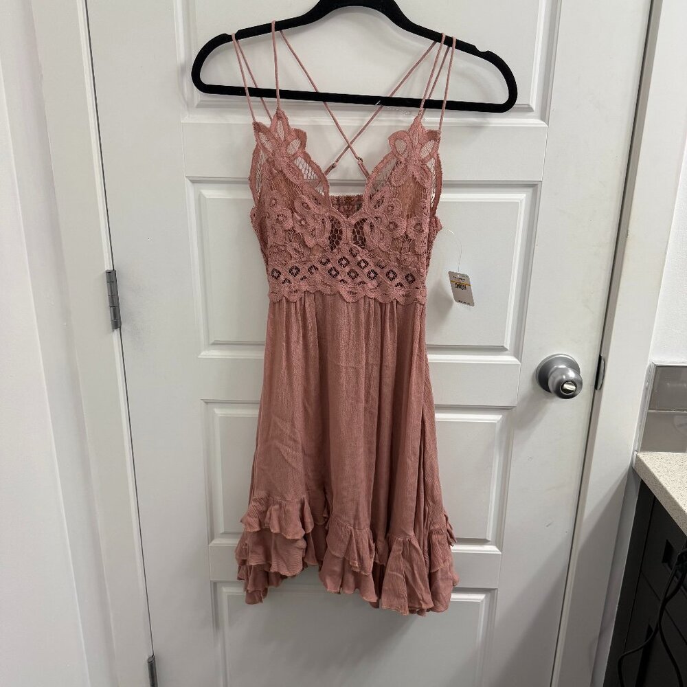 Free People Pink adella Mini Dress